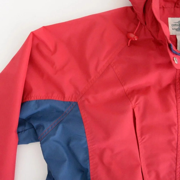 Vintage Cottage Essentials Northern  Reflections Red Navy Windbreaker Jacket L - Picture 12 of 13